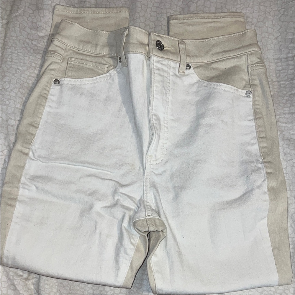 Express White and Beige Two-Tone Jeans